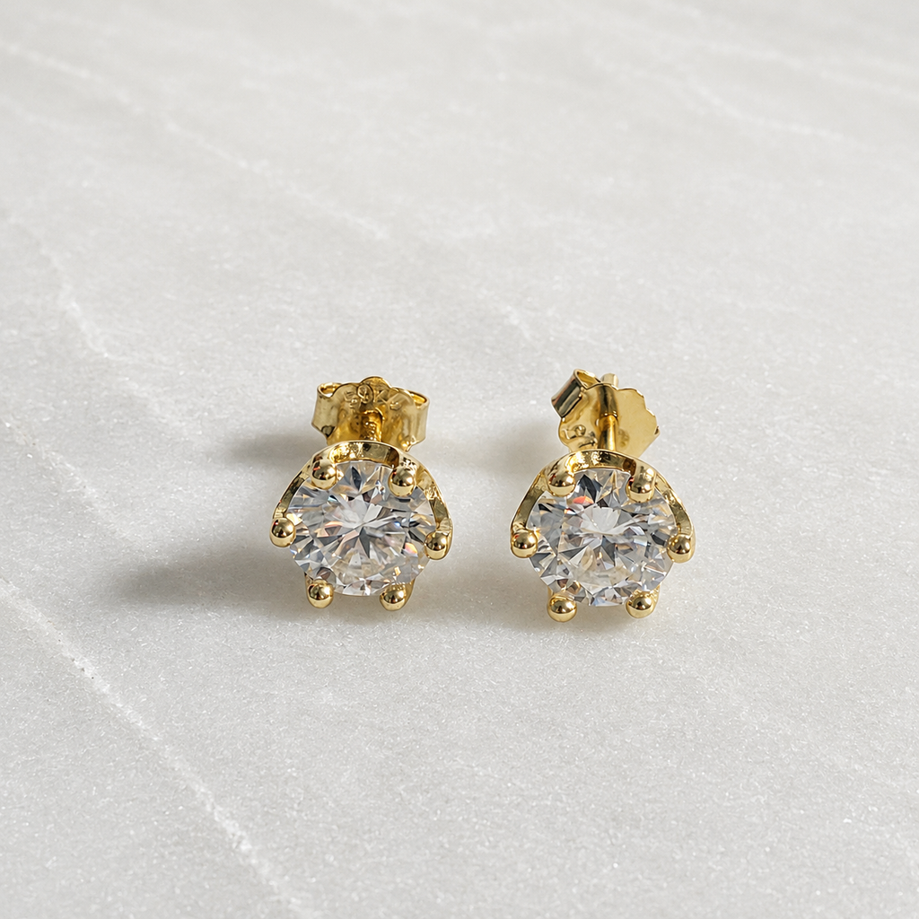 Rundslipad öronknopp Moissanite – 2.0ct