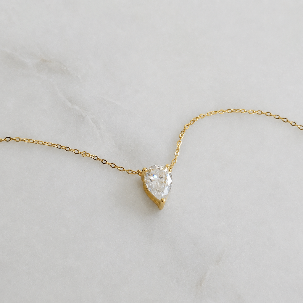 Pear-cut Moissanite Necklace - 2.0ct