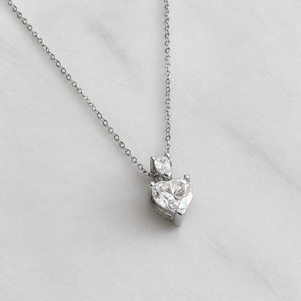 Heart-cut Moissanite Necklace - 2.34ct