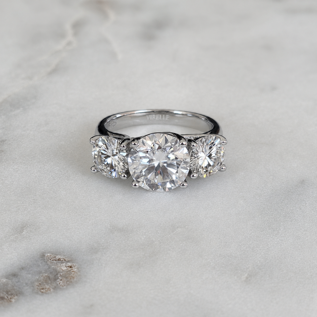 THREE-STONE ROUND-CUT MOISSANITE RING - 5.0ct