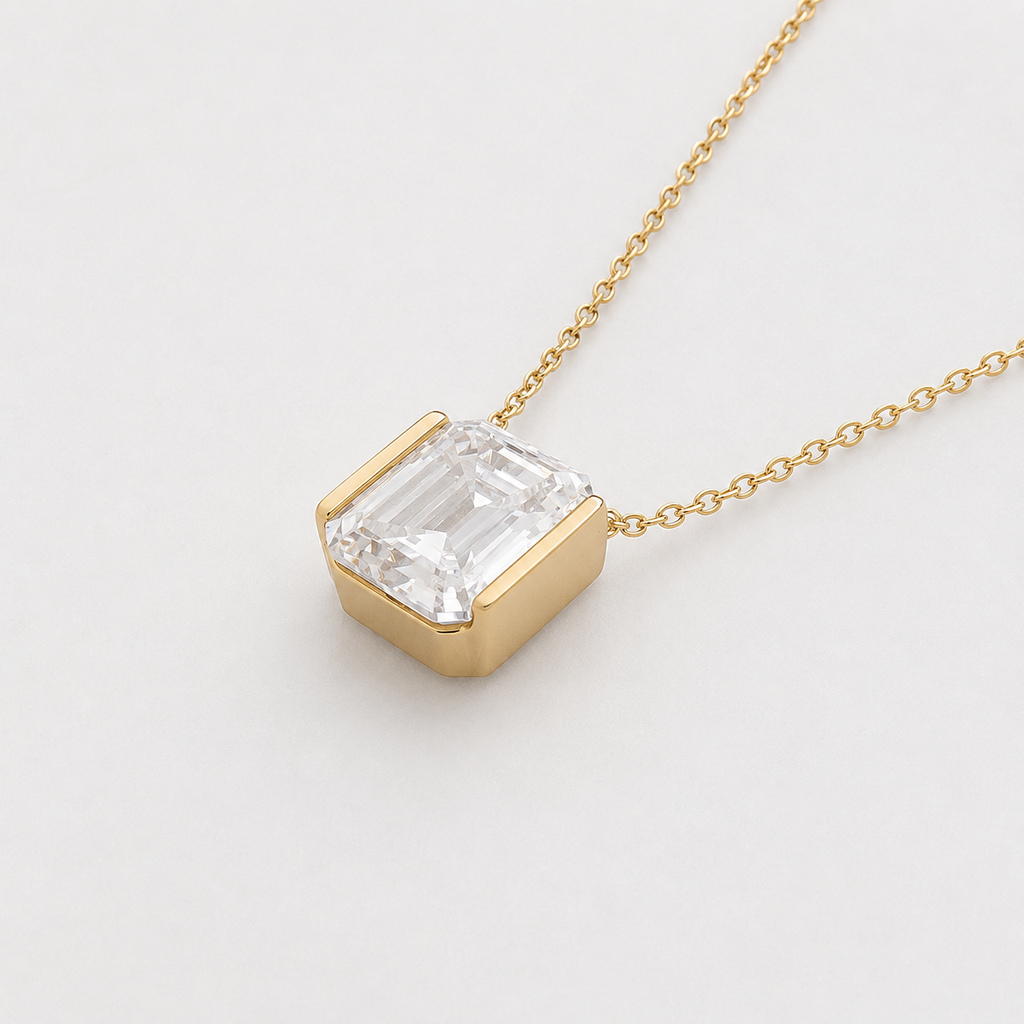 Halsband med smaragdslipad moissanit – 5,0 ct