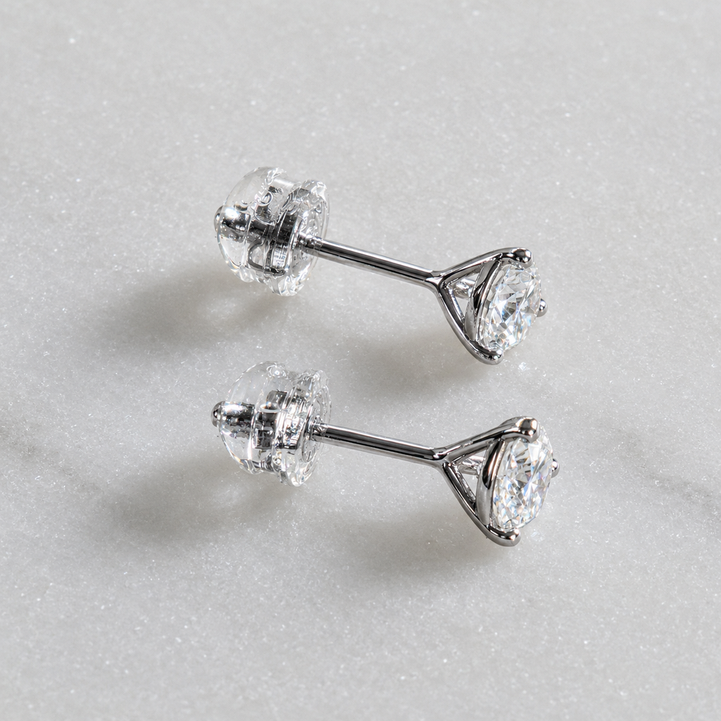 Round-Cut Stud Earring Moissanite - 1.0ct