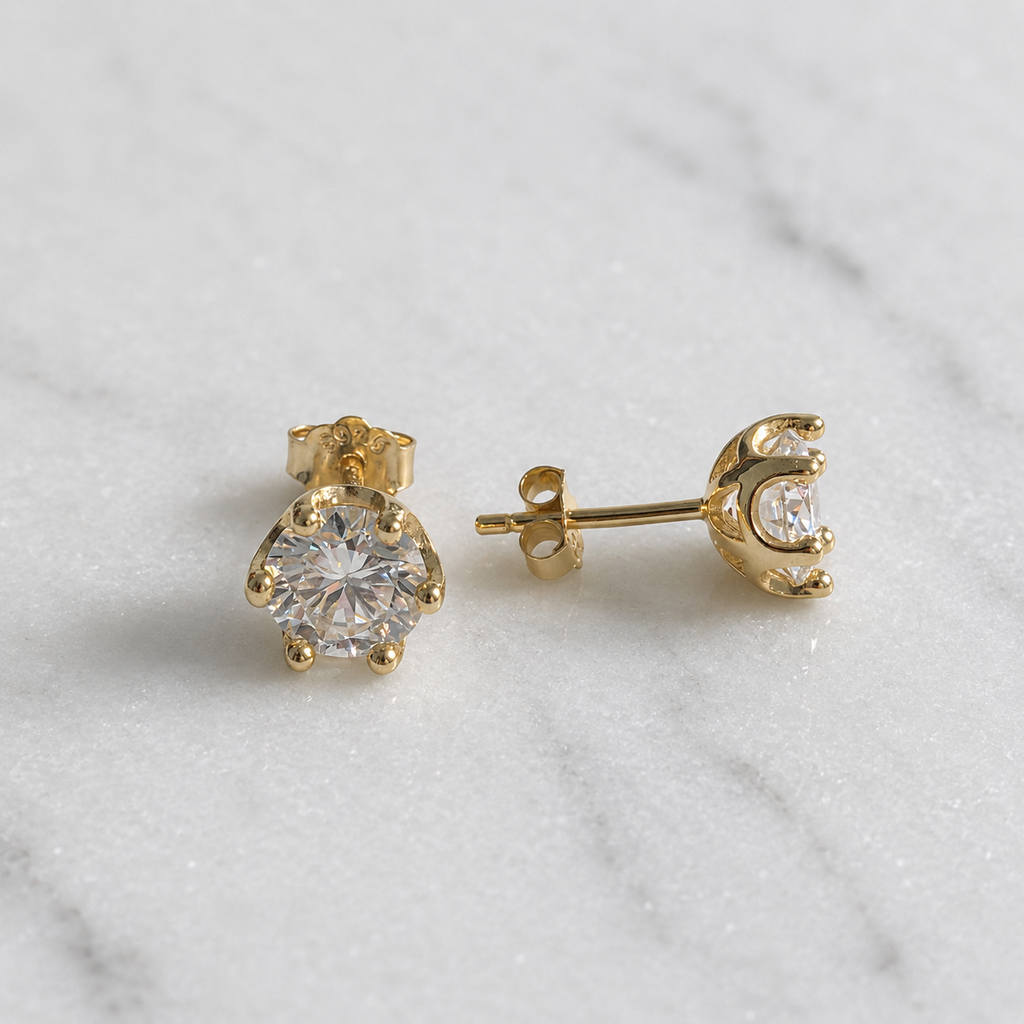 Rundslipad öronknopp Moissanite – 2.0ct