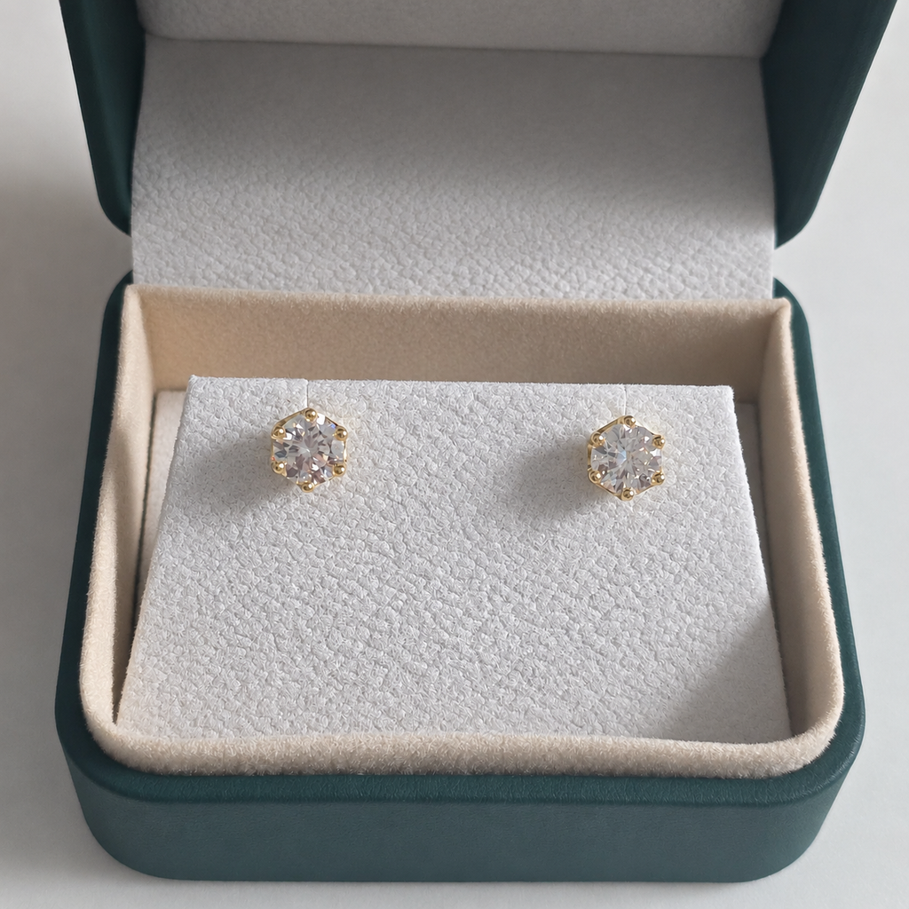 Rundslipad öronknopp Moissanite – 2.0ct
