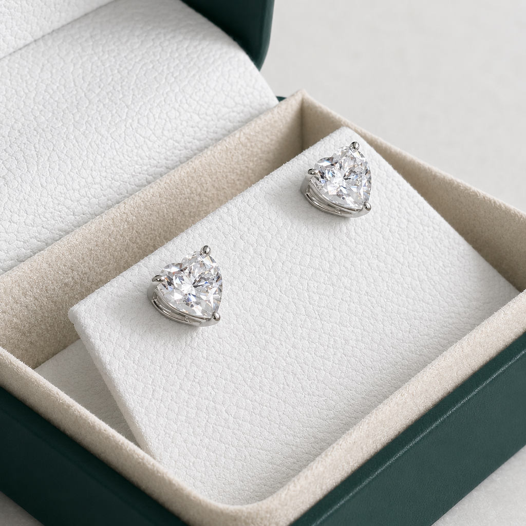 Hjärtslipade örhängen Moissanite – 4,0 ct