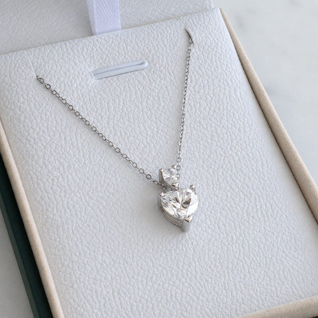Heart-cut Moissanite Necklace - 2.34ct