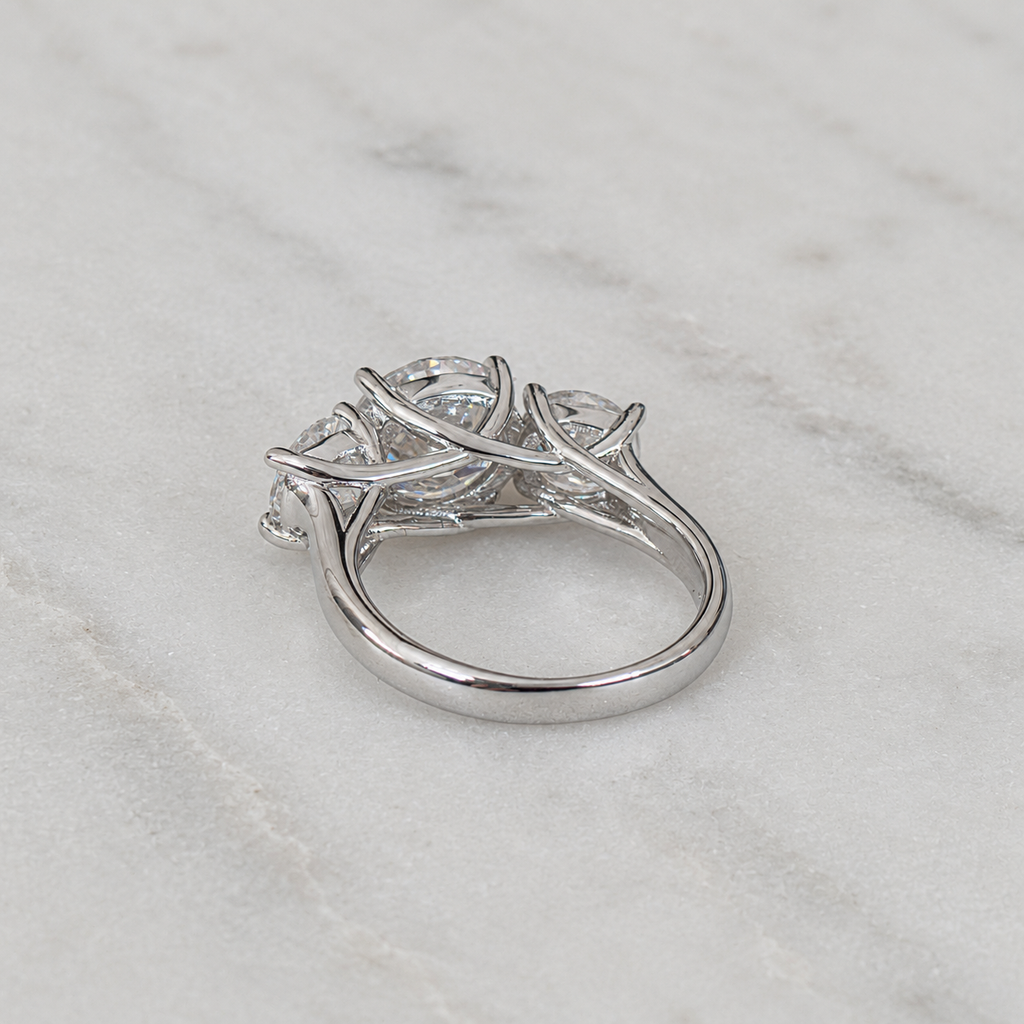 THREE-STONE ROUND-CUT MOISSANITE RING - 5.0ct