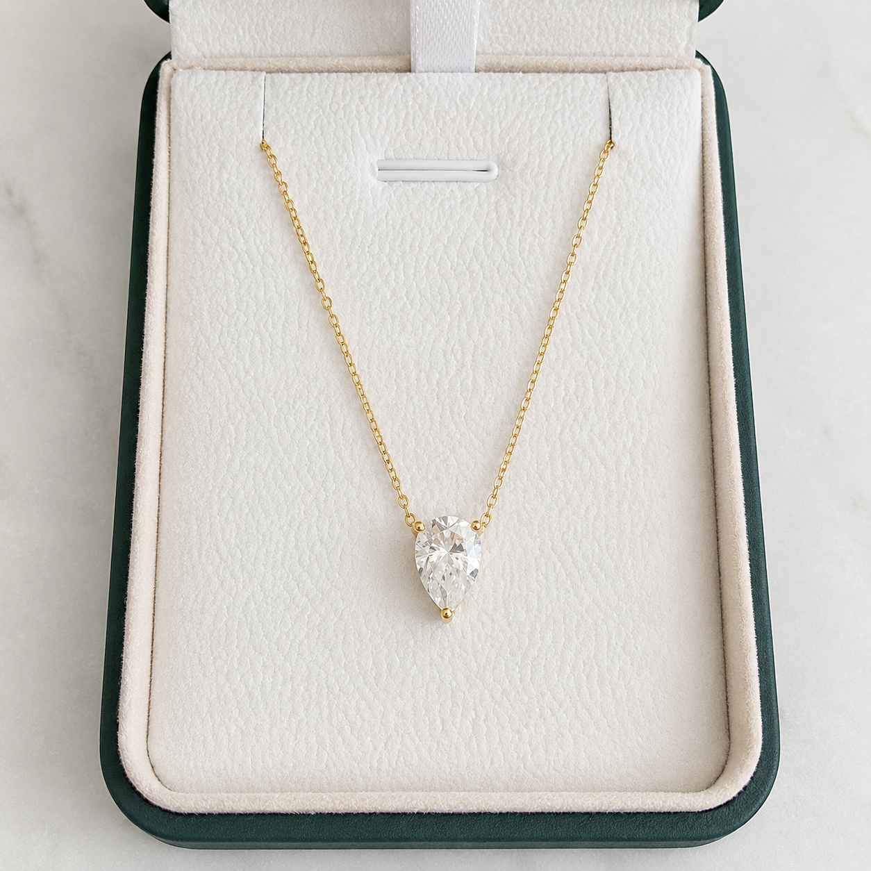 Pear-cut Moissanite Necklace - 2.0ct