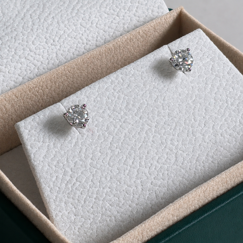 Round-Cut Stud Earring Moissanite - 1.0ct