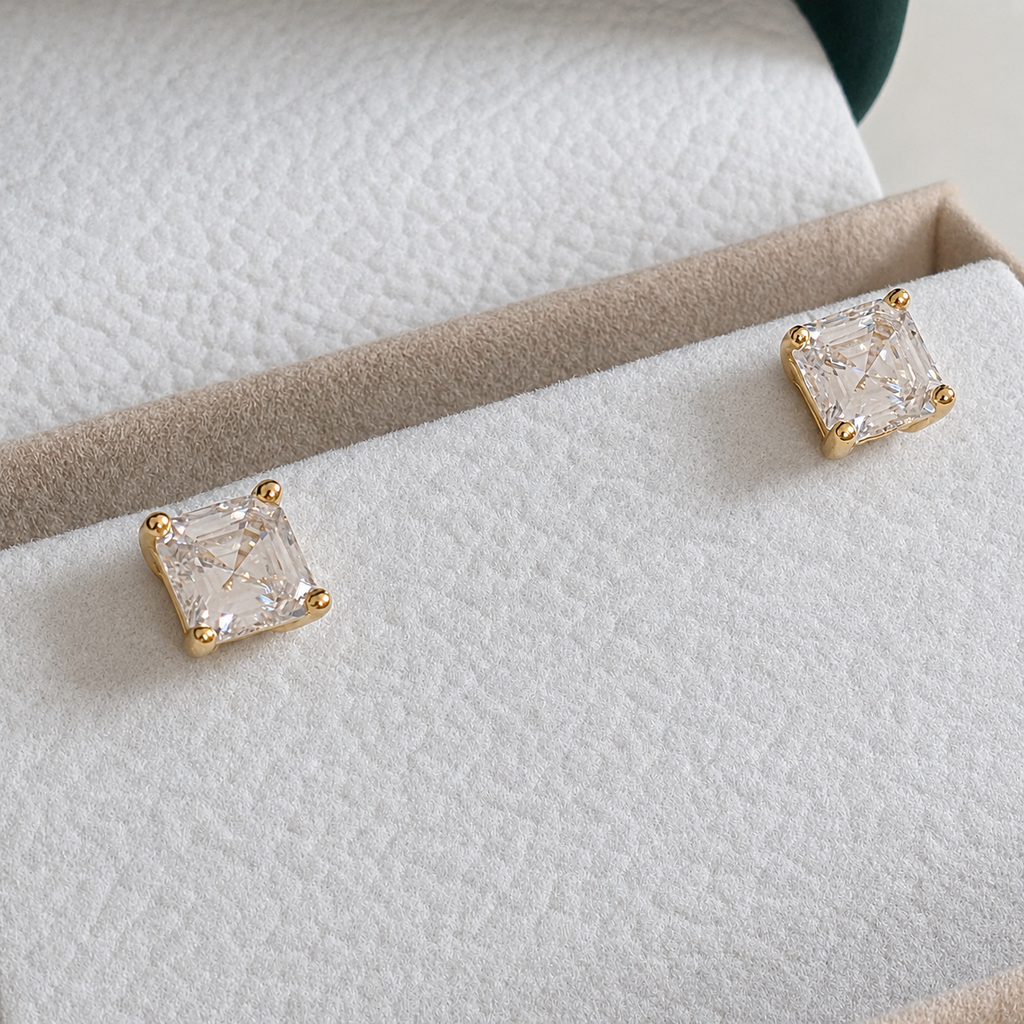 Princess-Cut Stud Earring Moissanite - 1.6ct